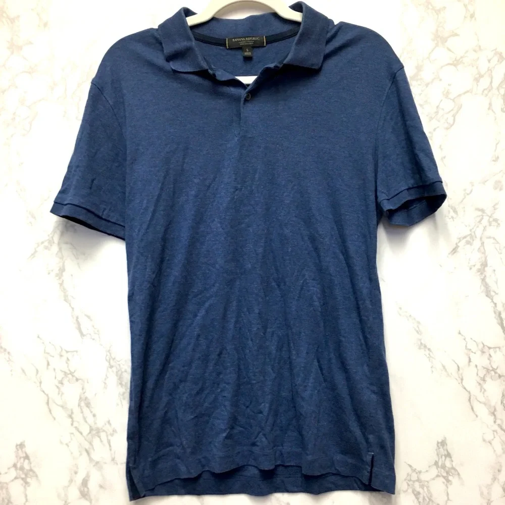 Banana Republic Luxury Touch Performance Small Blue 100% Cotton Preppy Classic